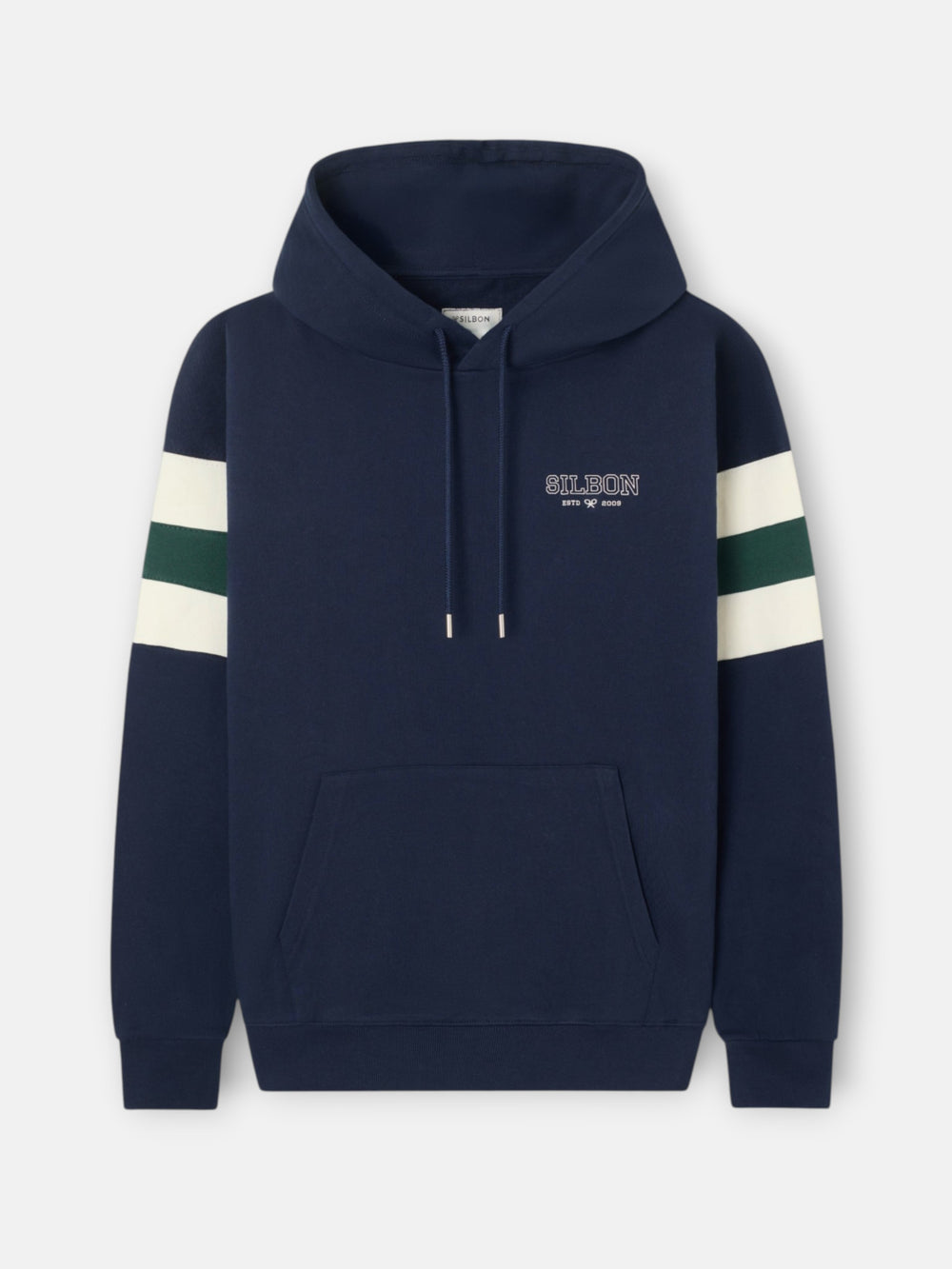 Sudadera capucha relaxed franjas azul marino