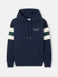 Sudadera capucha relaxed franjas azul marino