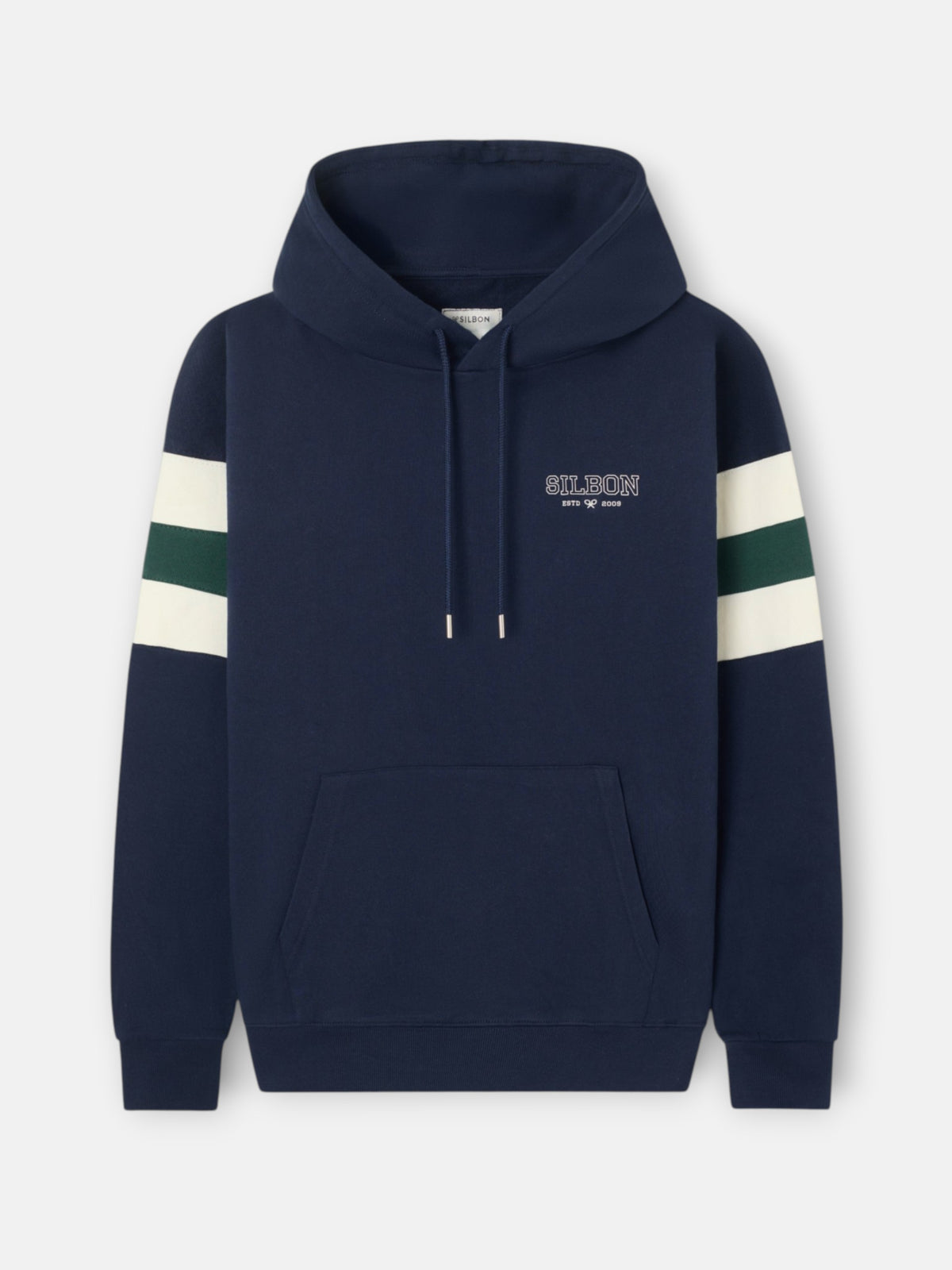 Relaxed navy blue striped hoodie