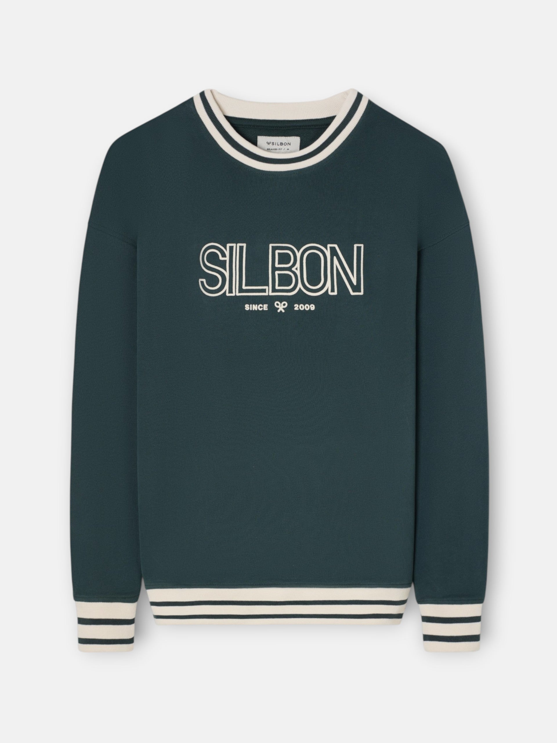 Sudadera relaxed fit retro verde oscuro