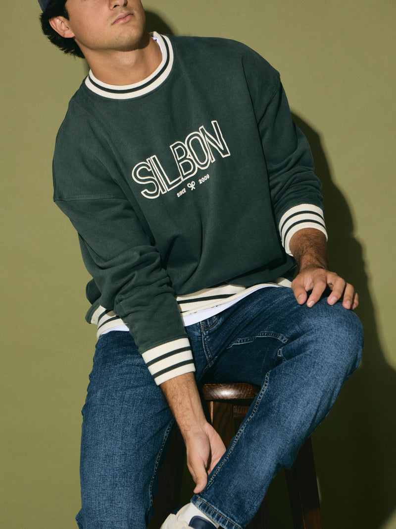 Dark green retro relaxed fit sweatshirt