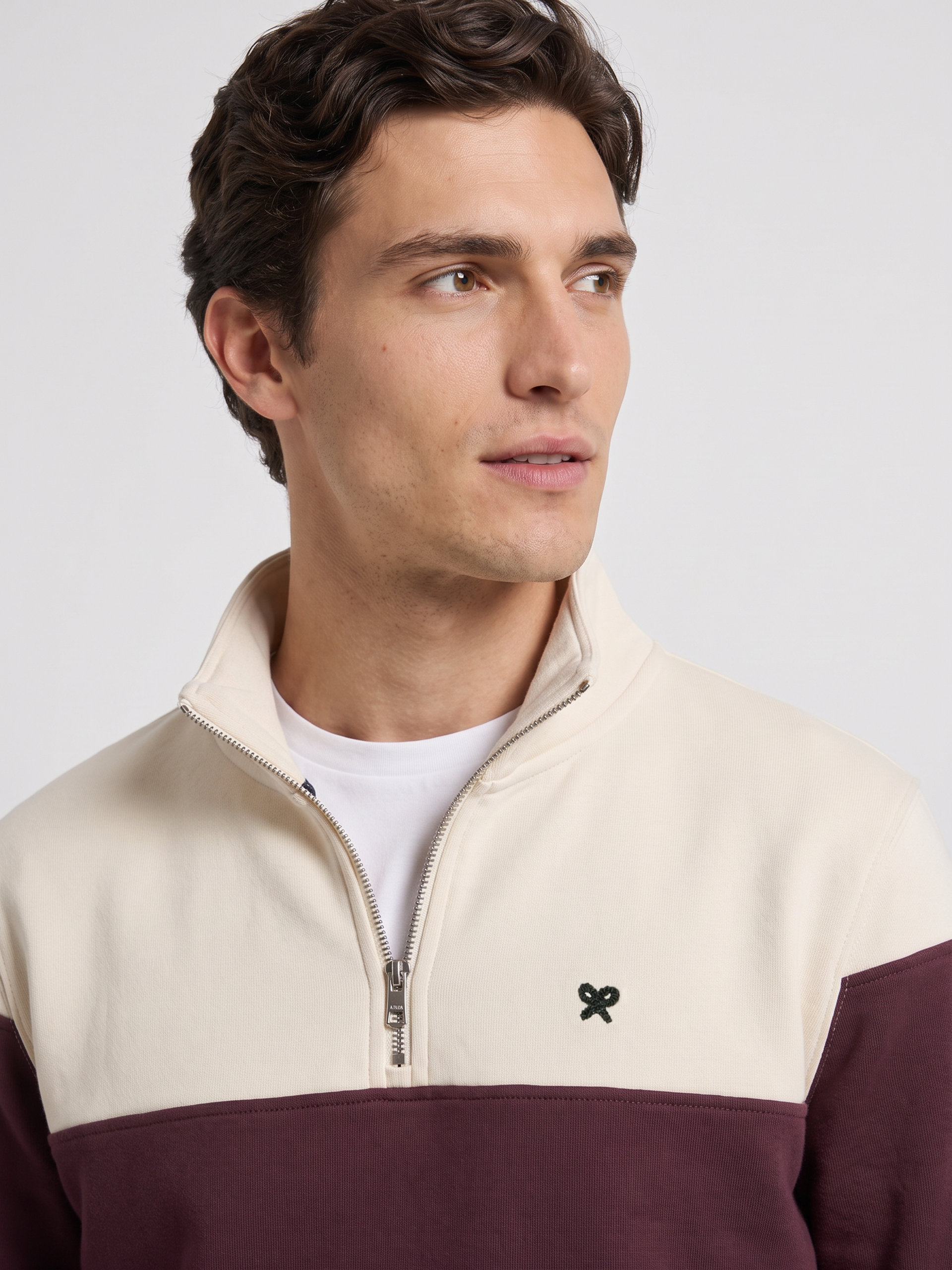 Sudadera media cremallera bloques verde