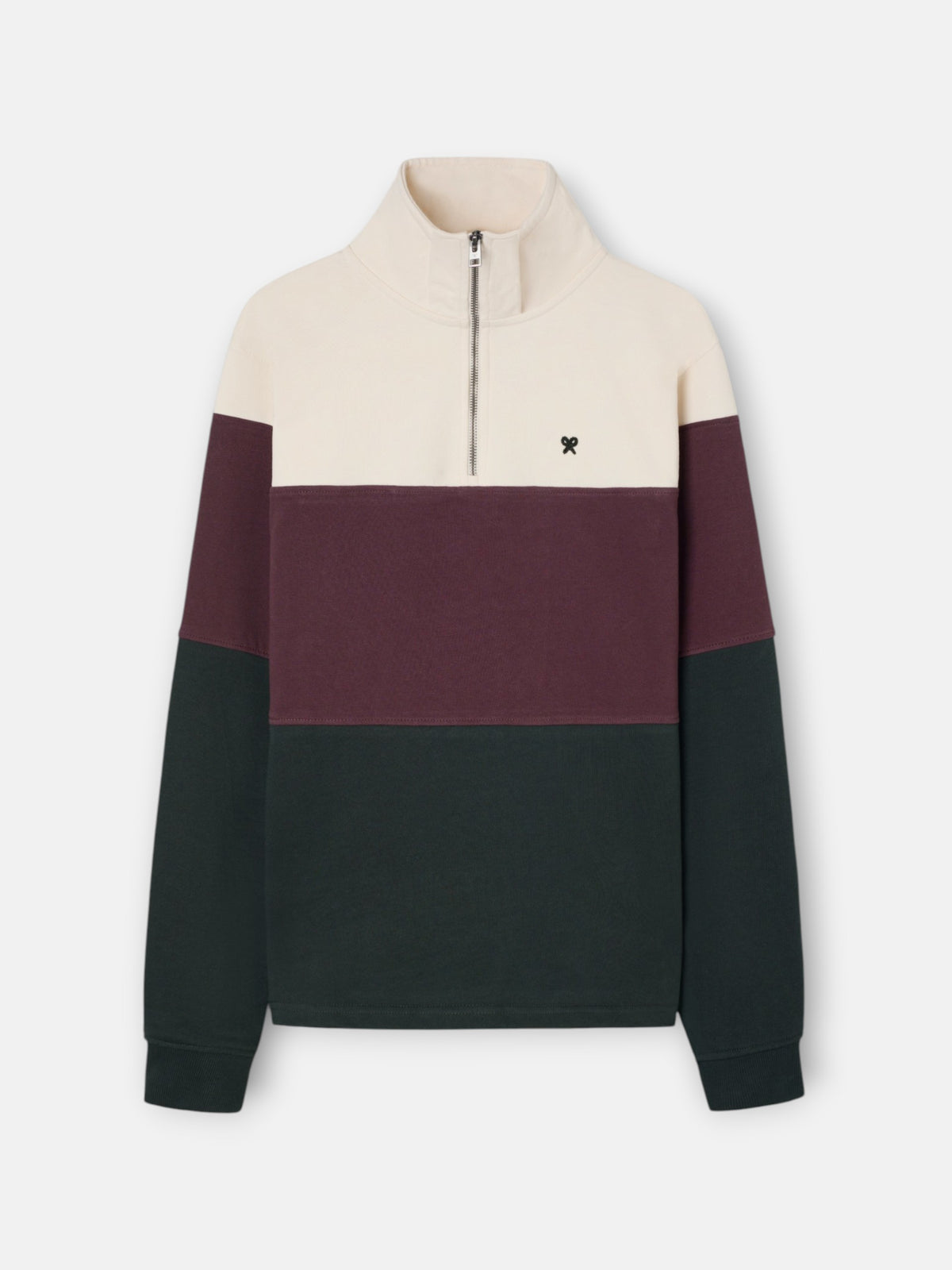 Sudadera media cremallera bloques verde