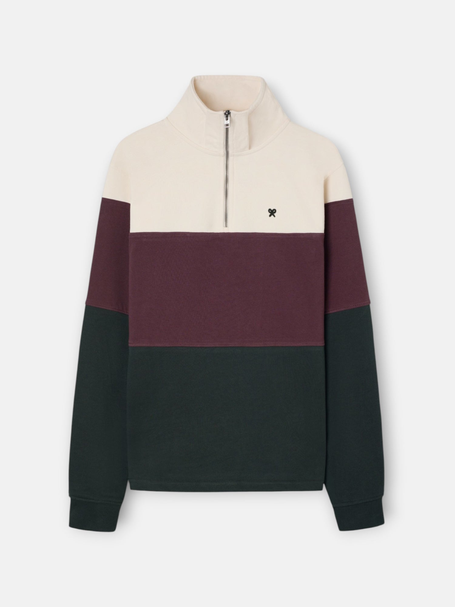 Sudadera media cremallera bloques verde