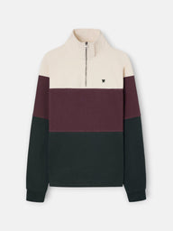 Sudadera media cremallera bloques verde