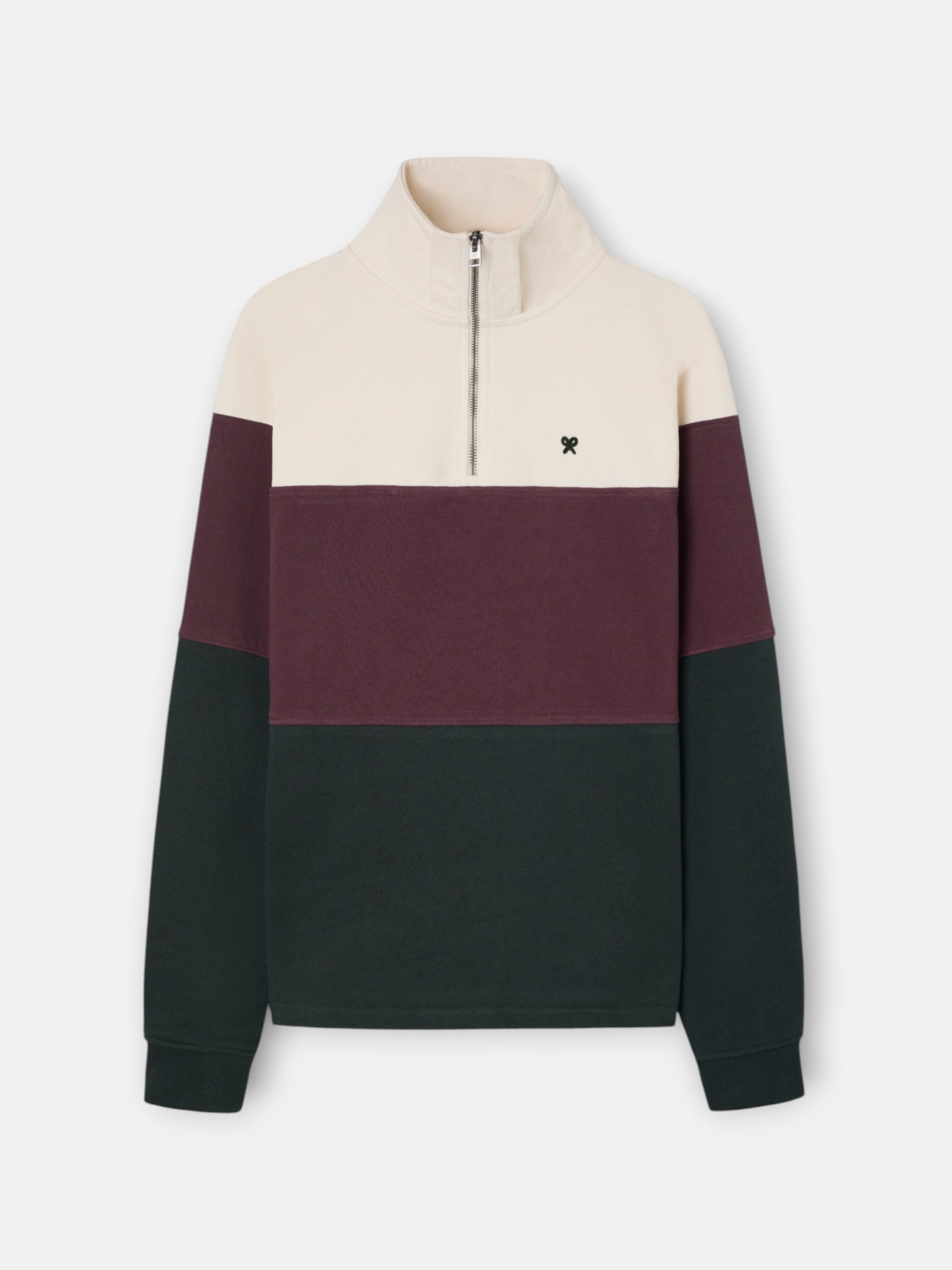 Sudadera media cremallera bloques verde