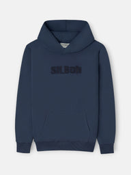 Sudadera capucha parche tono azul