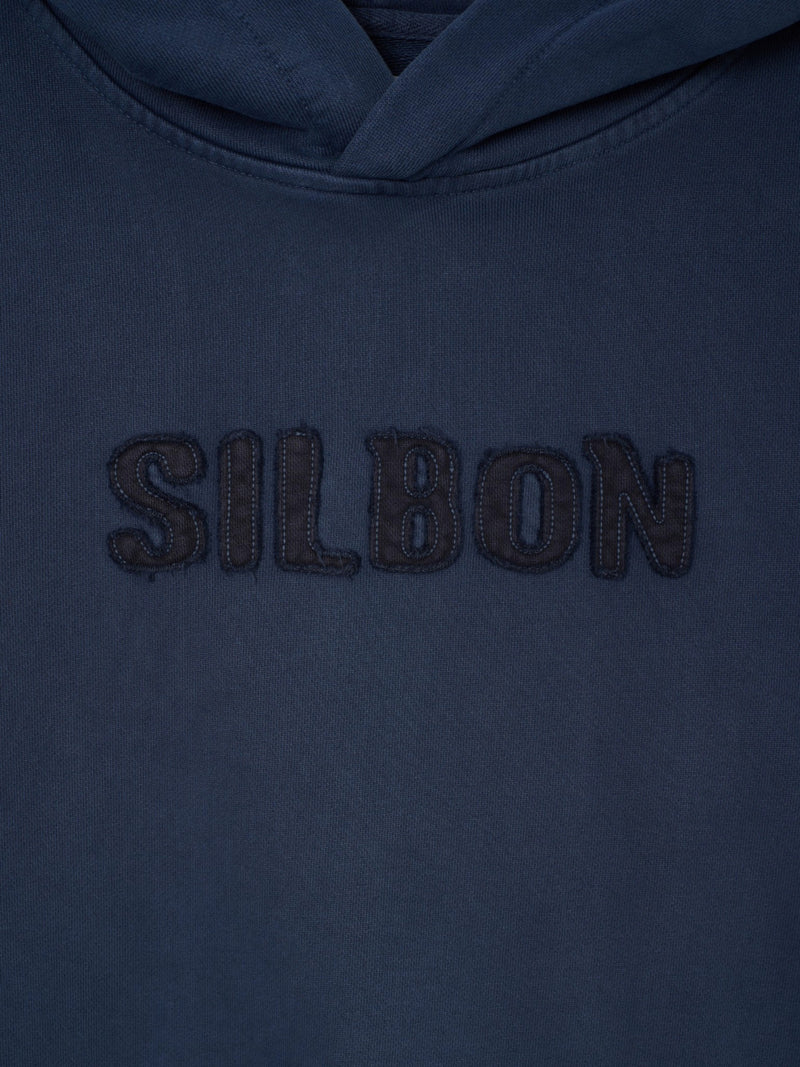Sudadera capucha parche tono azul
