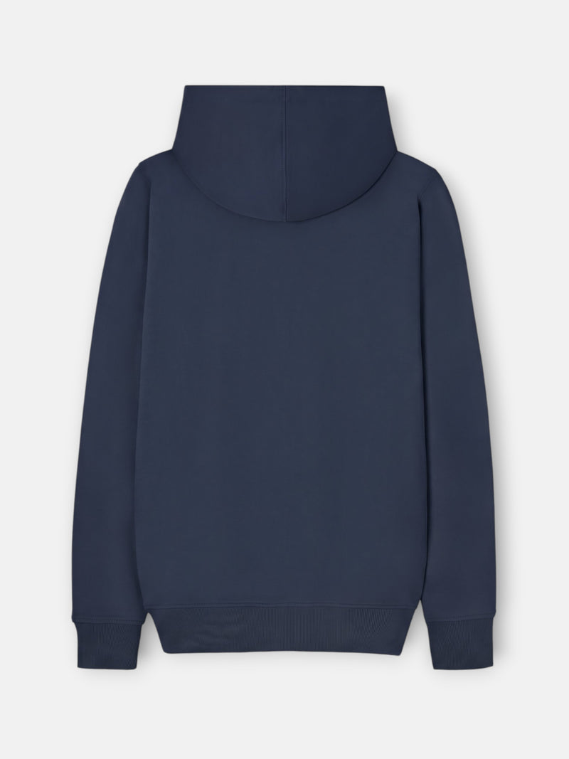 Sudadera capucha parche tono azul