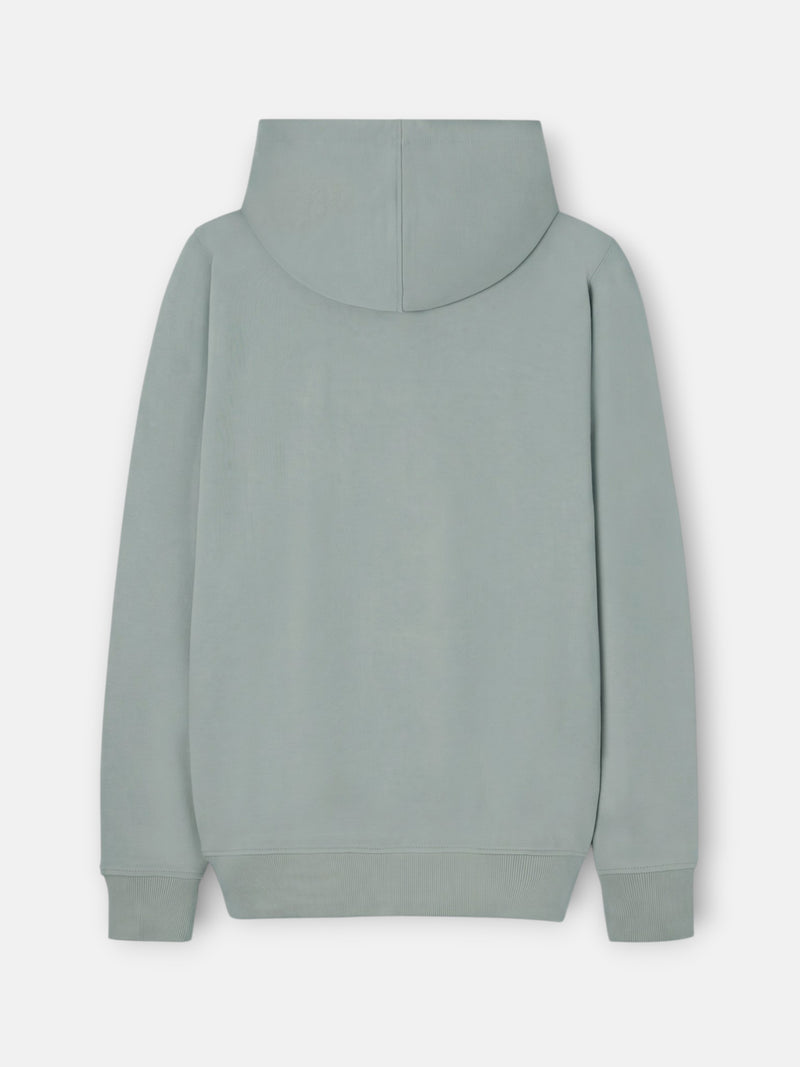 Sudadera capucha parche tono verde claro