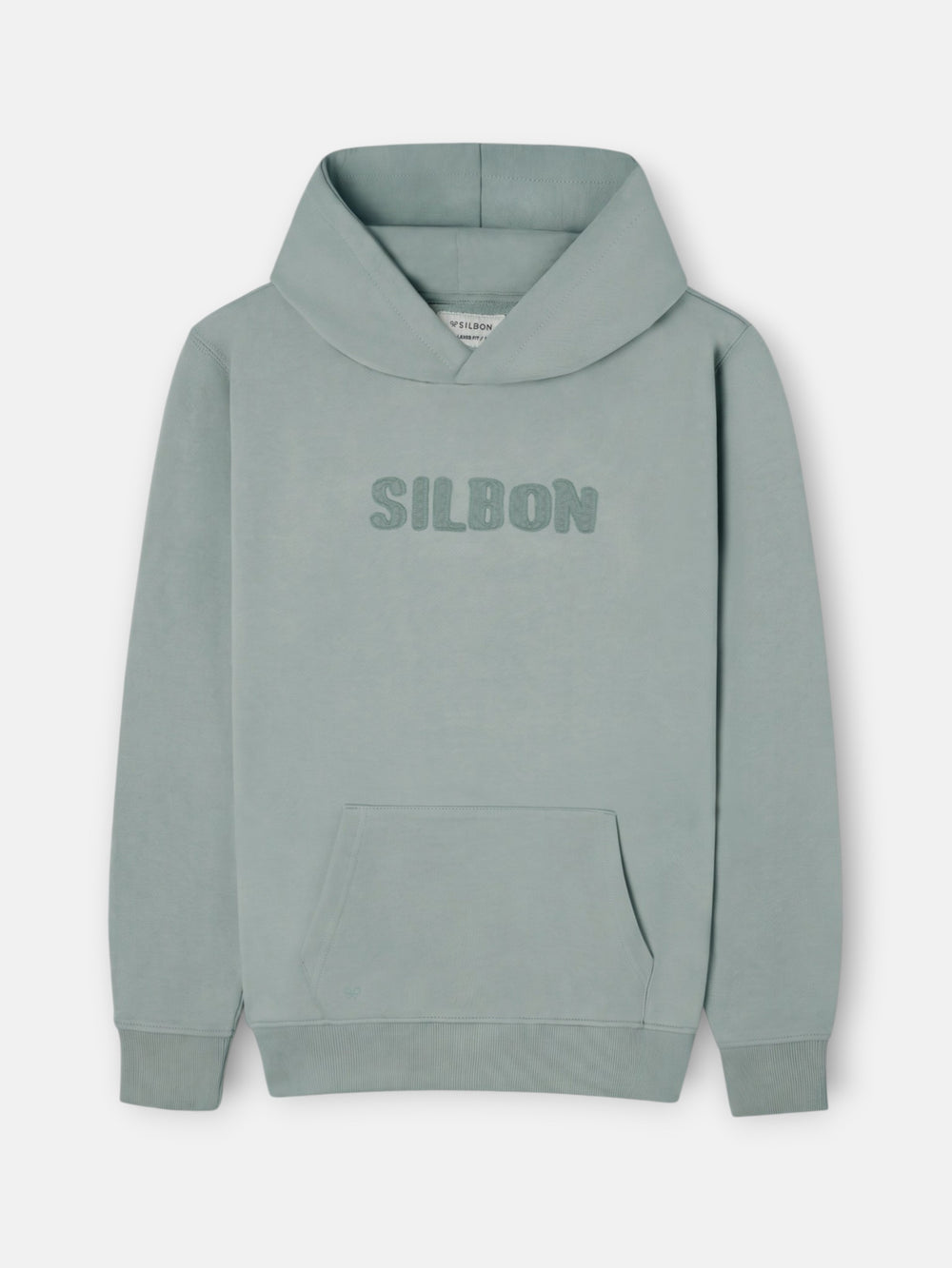 Sudadera capucha parche tono verde claro