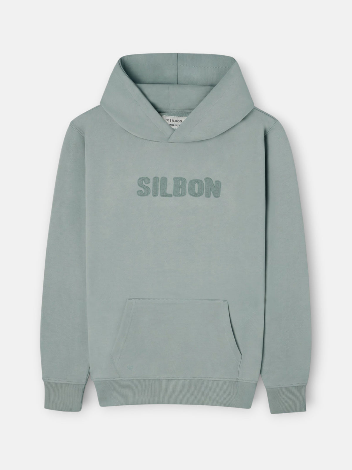 Sudadera capucha parche tono verde claro