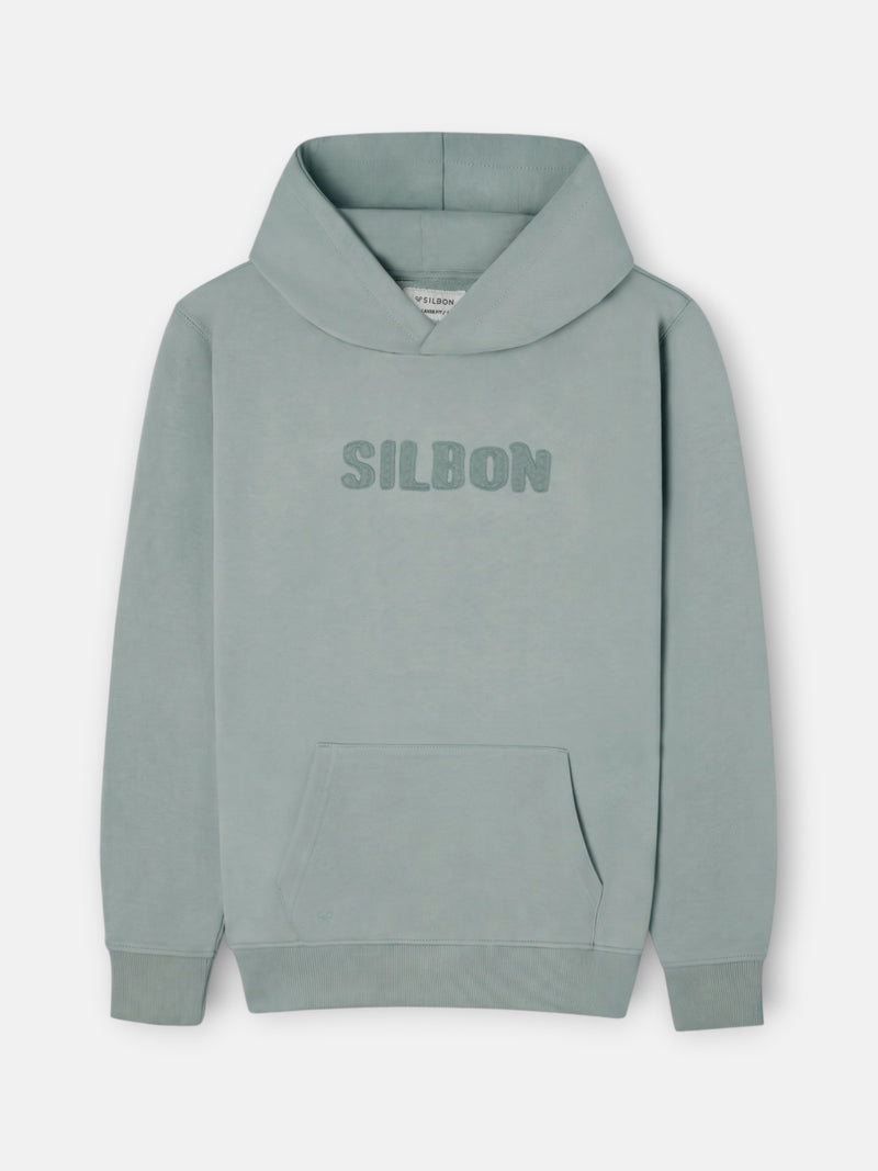 Sudadera capucha parche tono verde claro