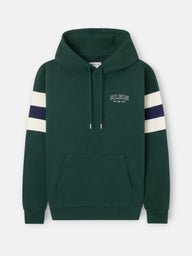 Sudadera capucha relaxed franjas verde oscuro