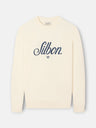 Relaxed fit sweatshirt with embroidered Silbon in cream