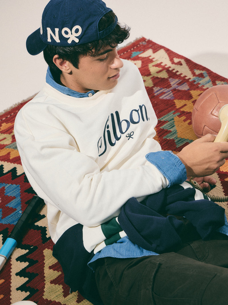 Sudadera relaxed fit silbon bordado crema
