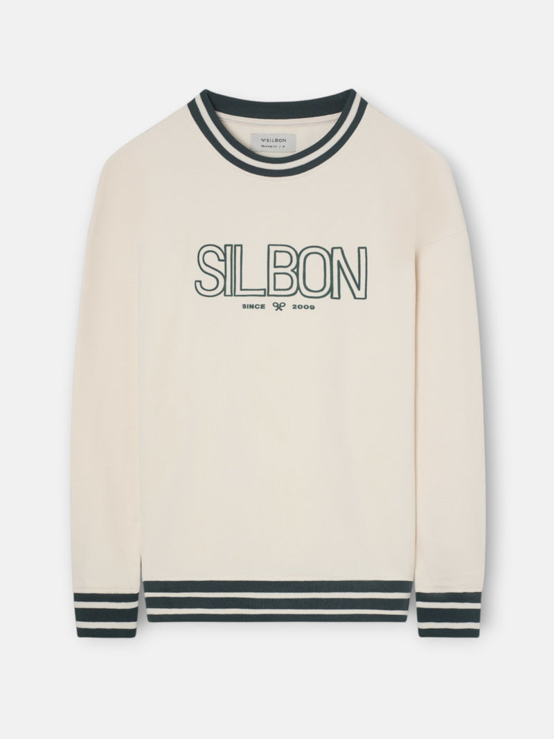 Relaxed fit retro bicolor cream sweatshirt