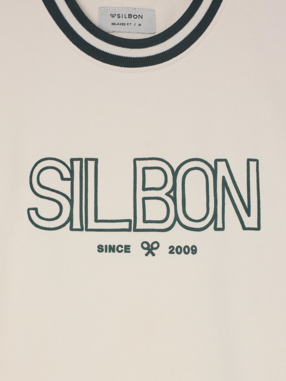 Sudadera relaxed fit retro ribs bicolor crema