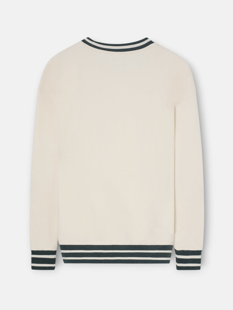 Relaxed fit retro bicolor cream sweatshirt