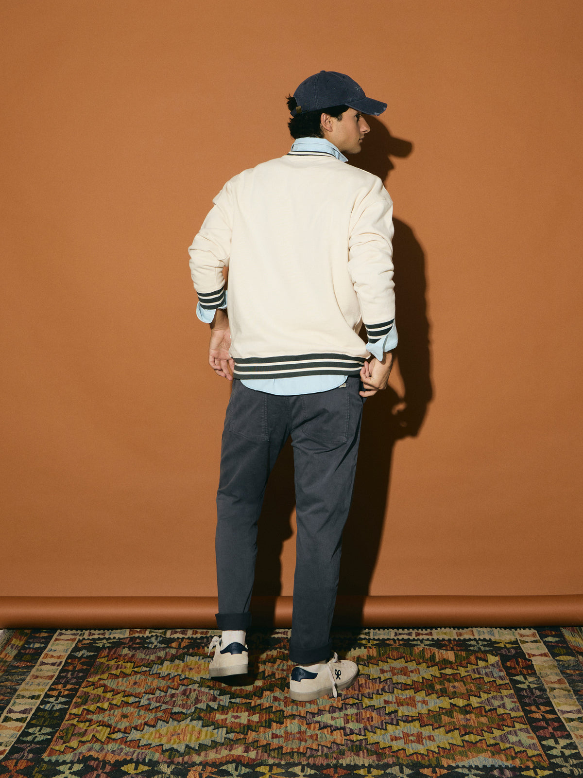 Sweatshirt relaxed fit retro ribs bicolor creme