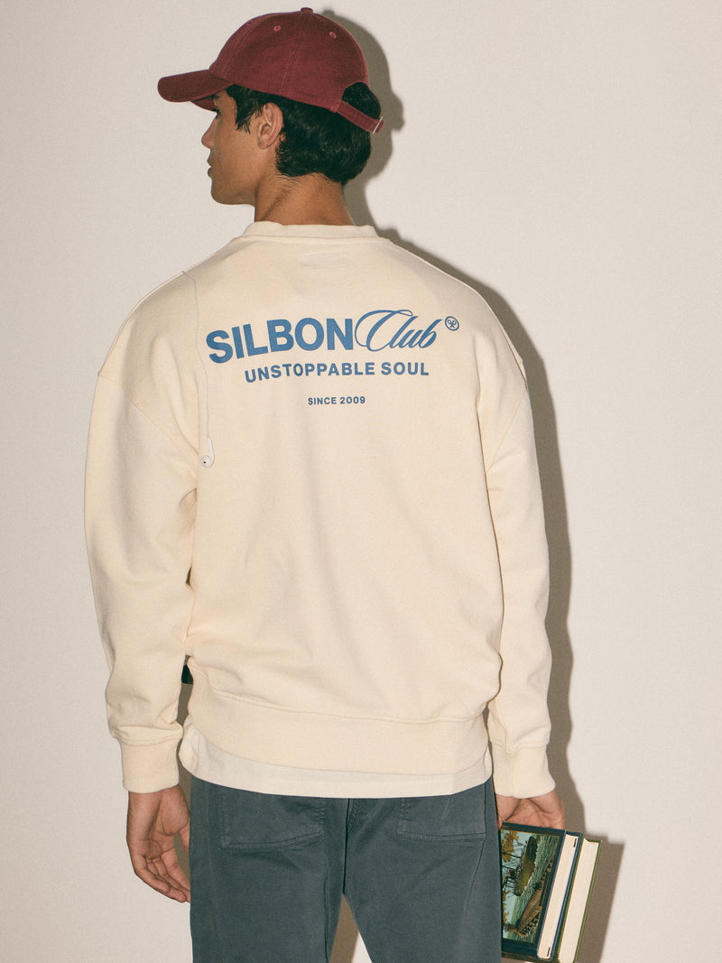 Sudadera relaxed fit silbon club crema