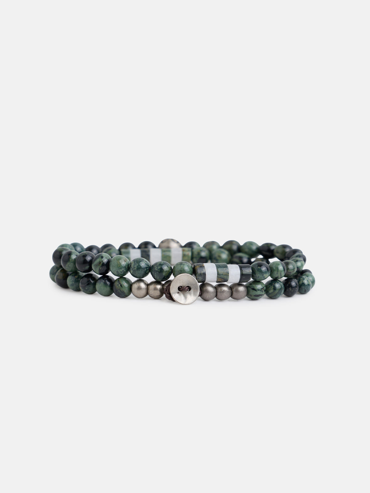 Bracelet double pierres vertes