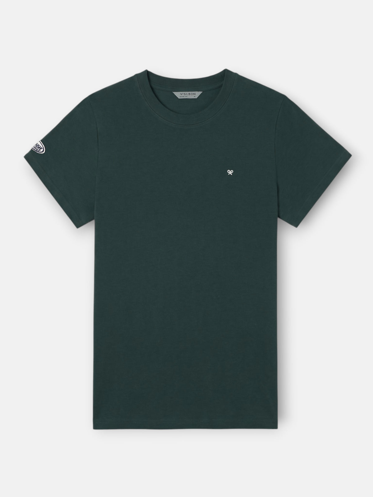 Camiseta basica parche verde oscuro