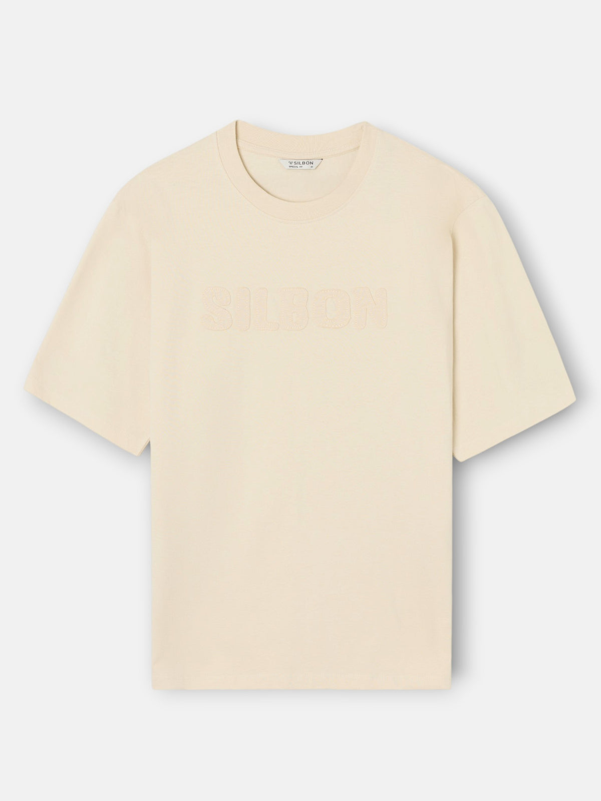 Camiseta special fit silbon parche tono beige
