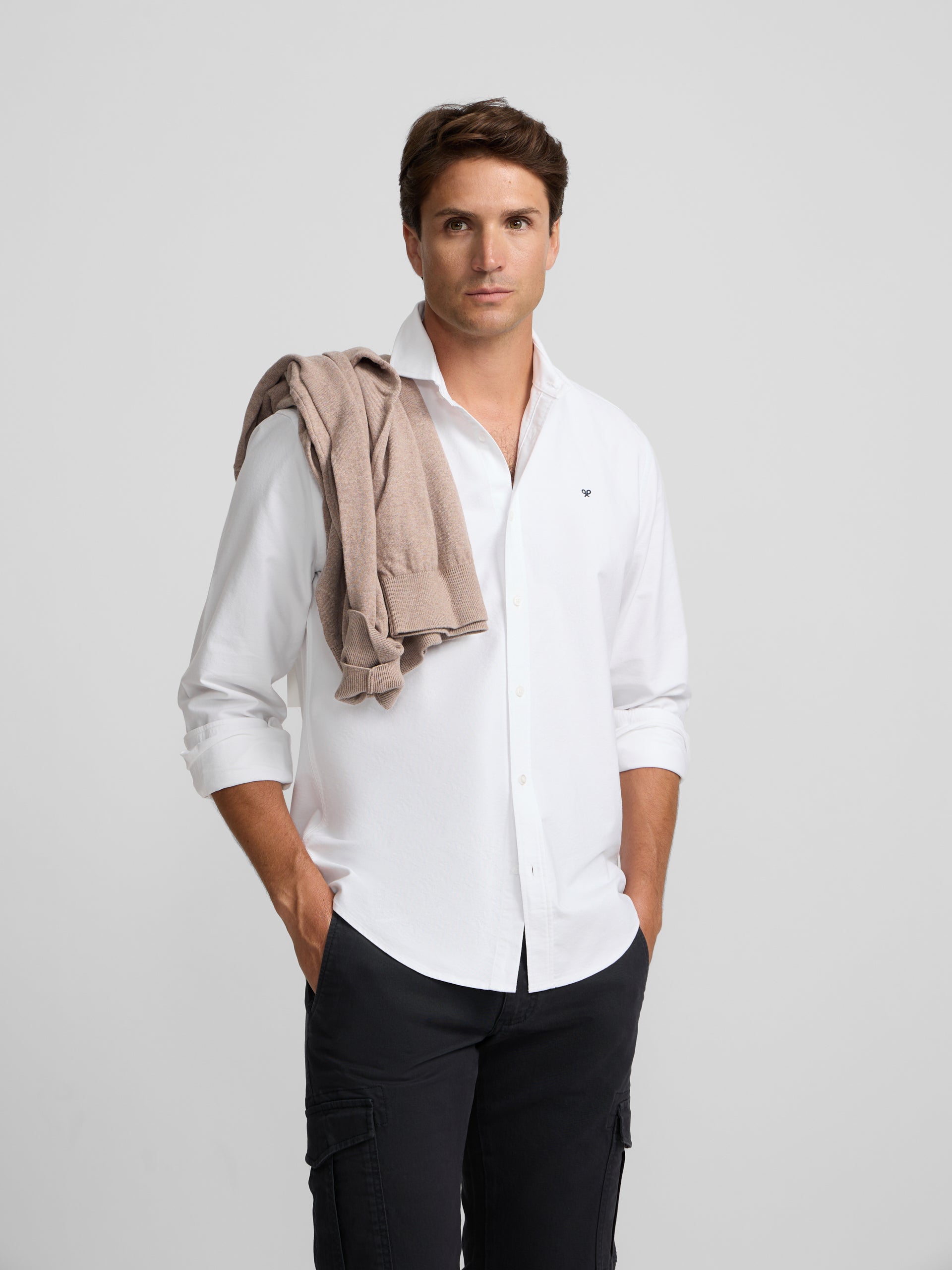 Camisa sport piqué branca
