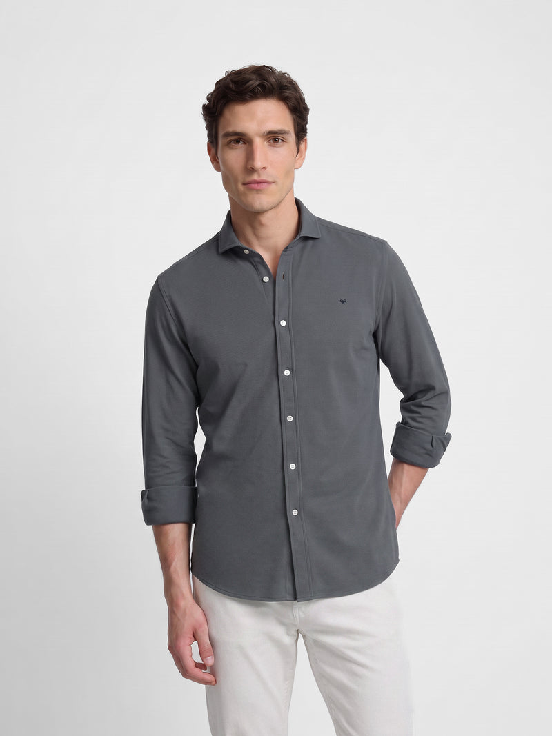 Dark green structured sport shirt
