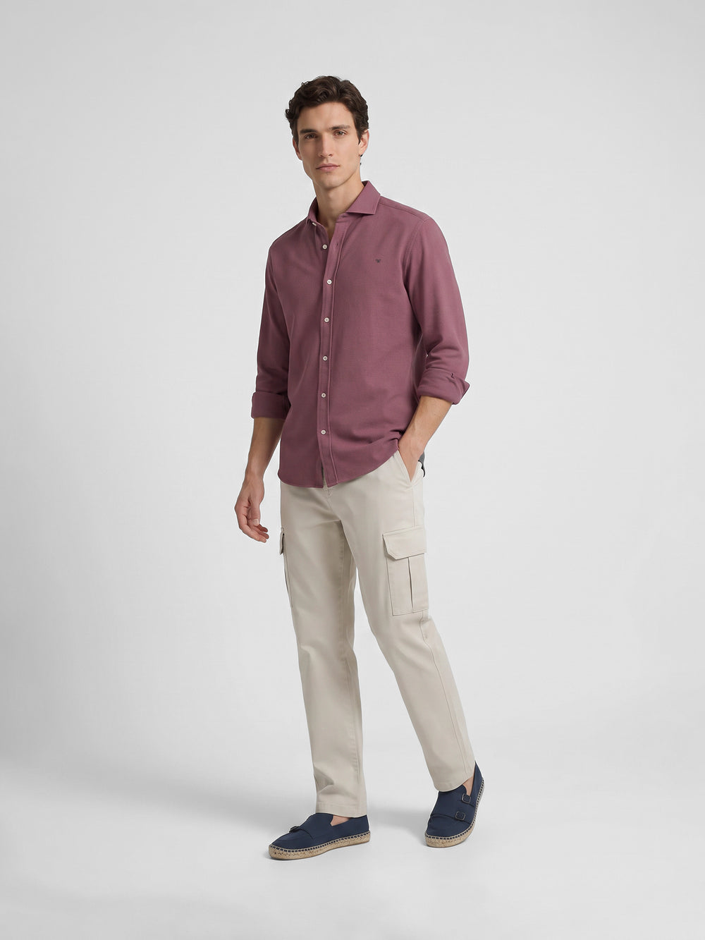 Camisa sport estructura burdeos
