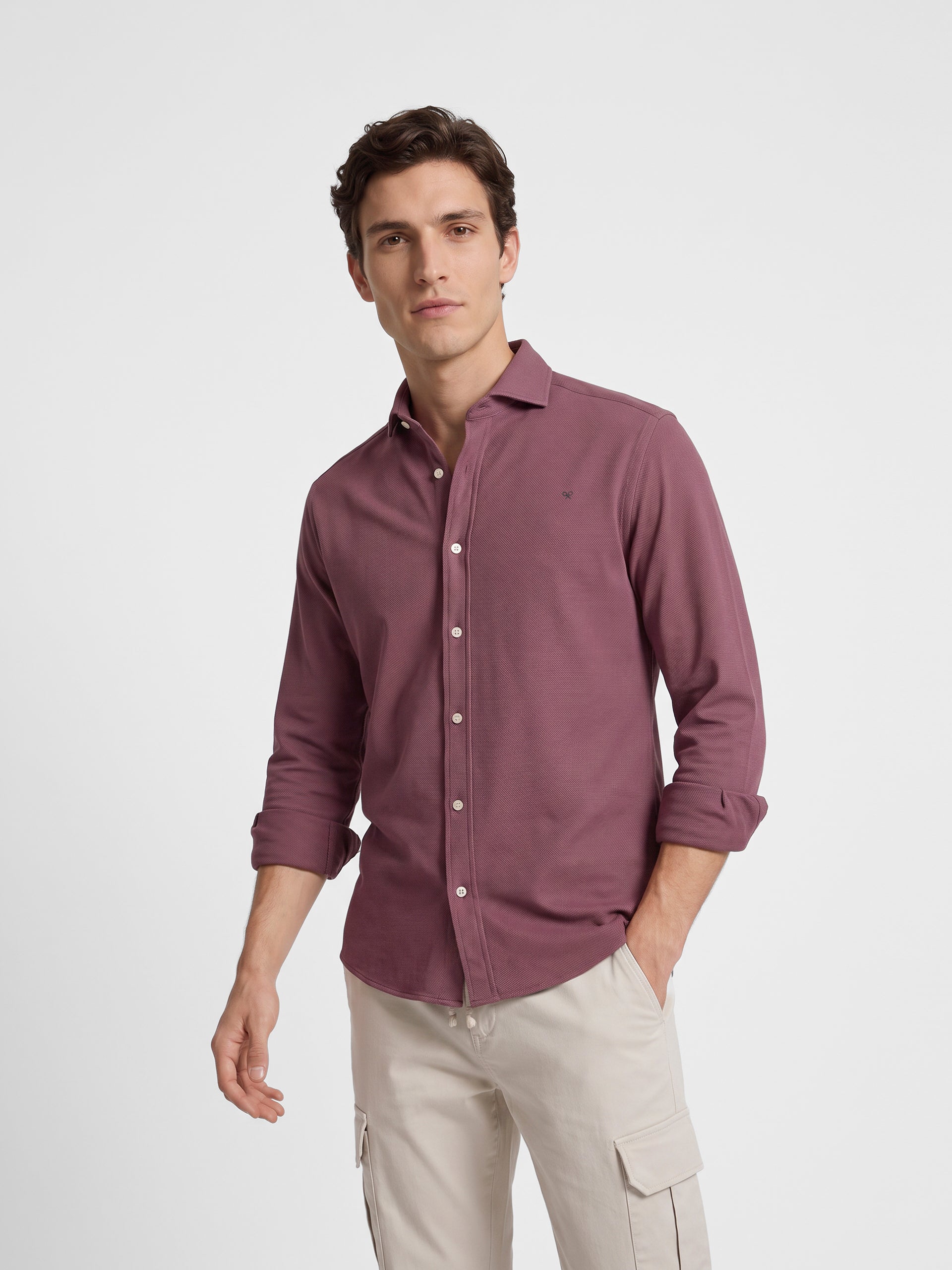 Camisa sport estructura burdeos