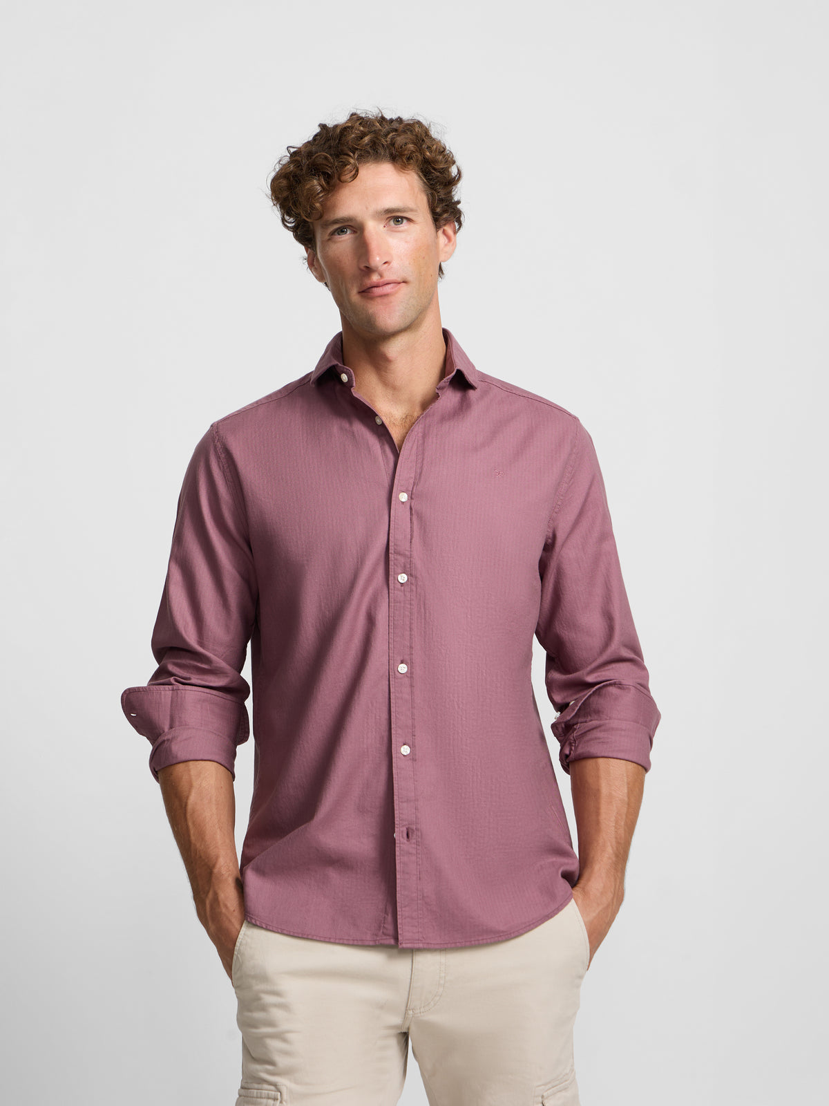 Camisa sport espiga burdeos