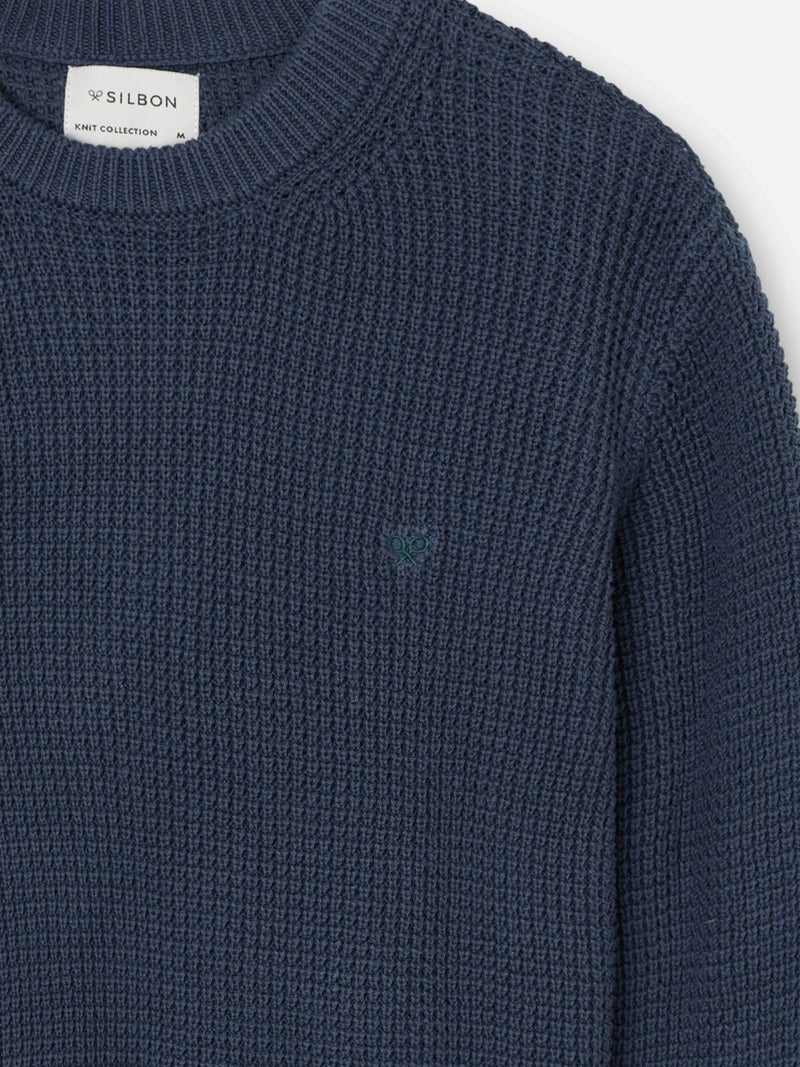 Pull structuré bleu marine
