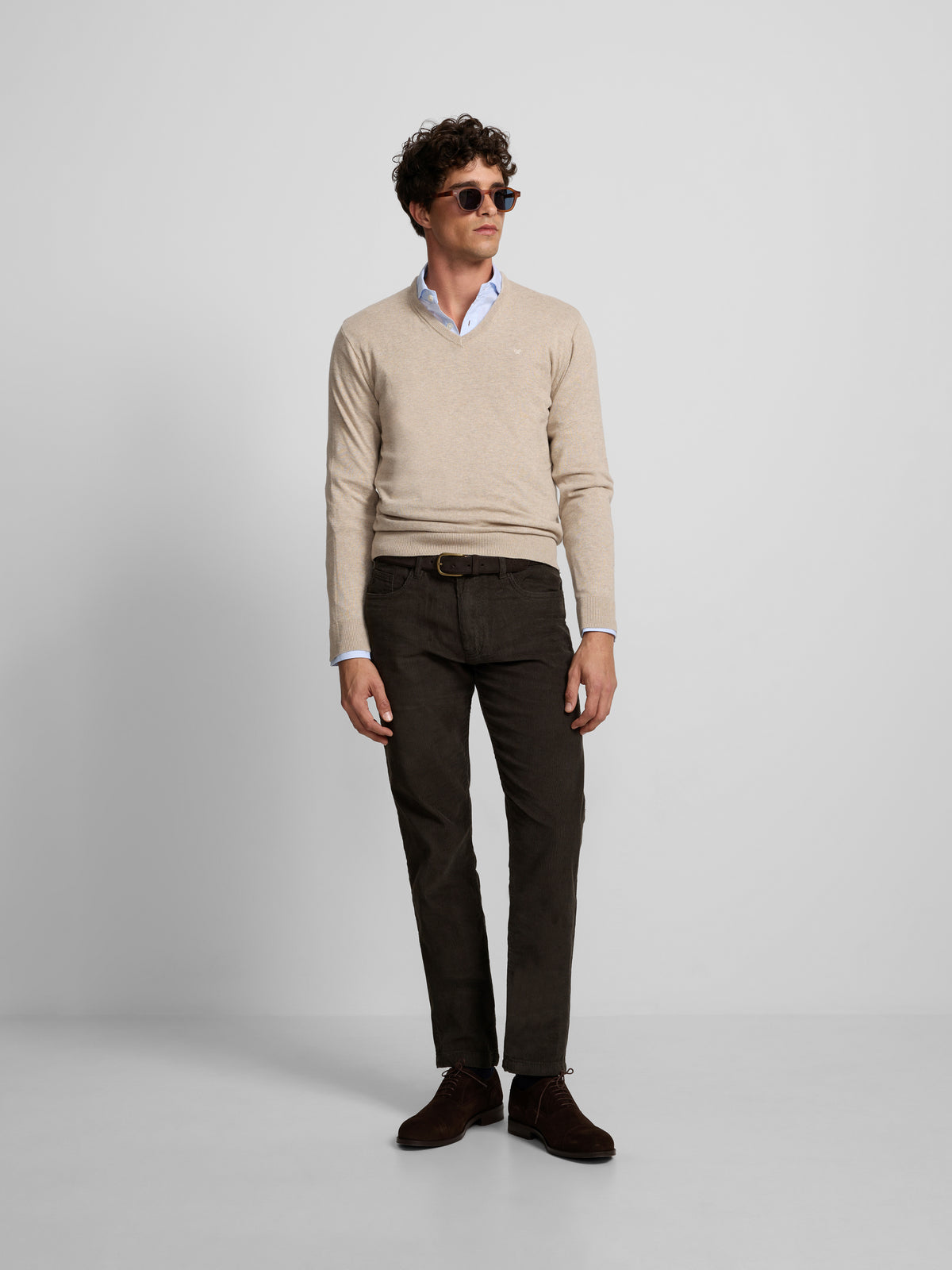 Sport trousers five pockets khaki corduroy