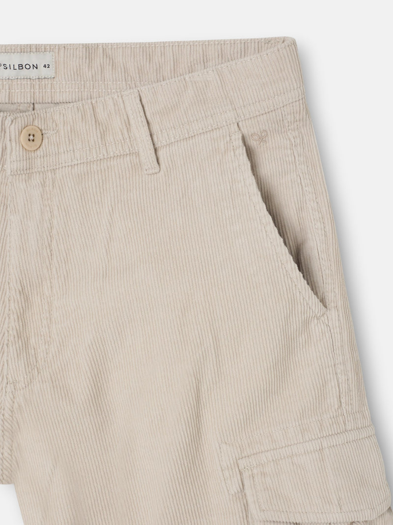 Pantalon sport cargo pana beige