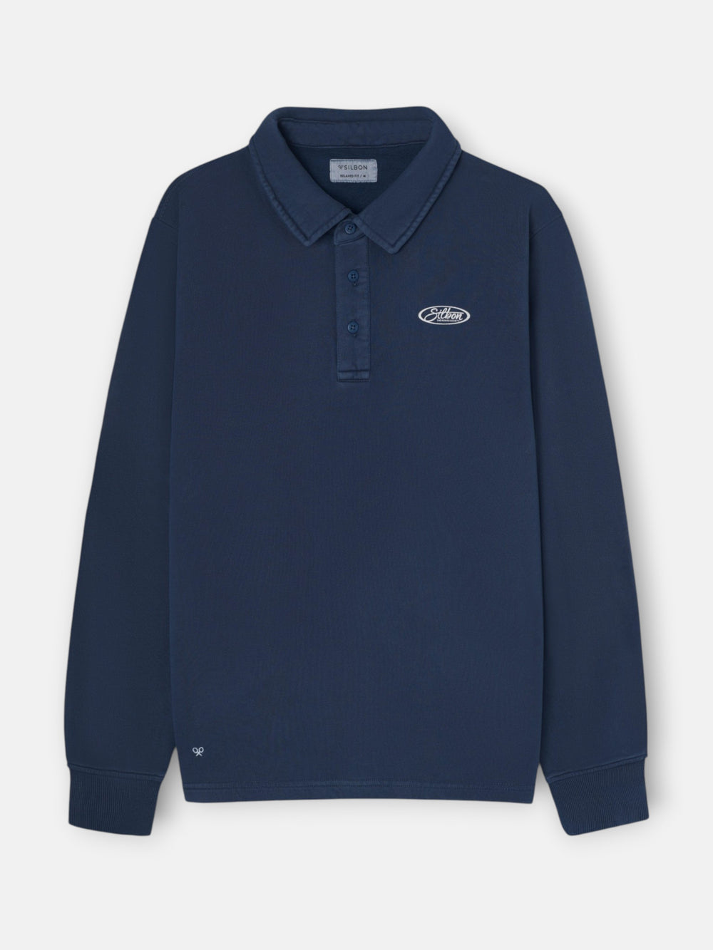 Sudadera cuello polo desgastada azul marino