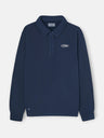 Sudadera cuello polo desgastada azul marino