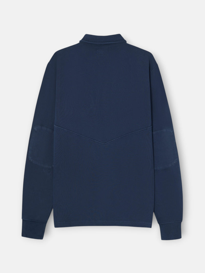 Sudadera cuello polo desgastada azul marino