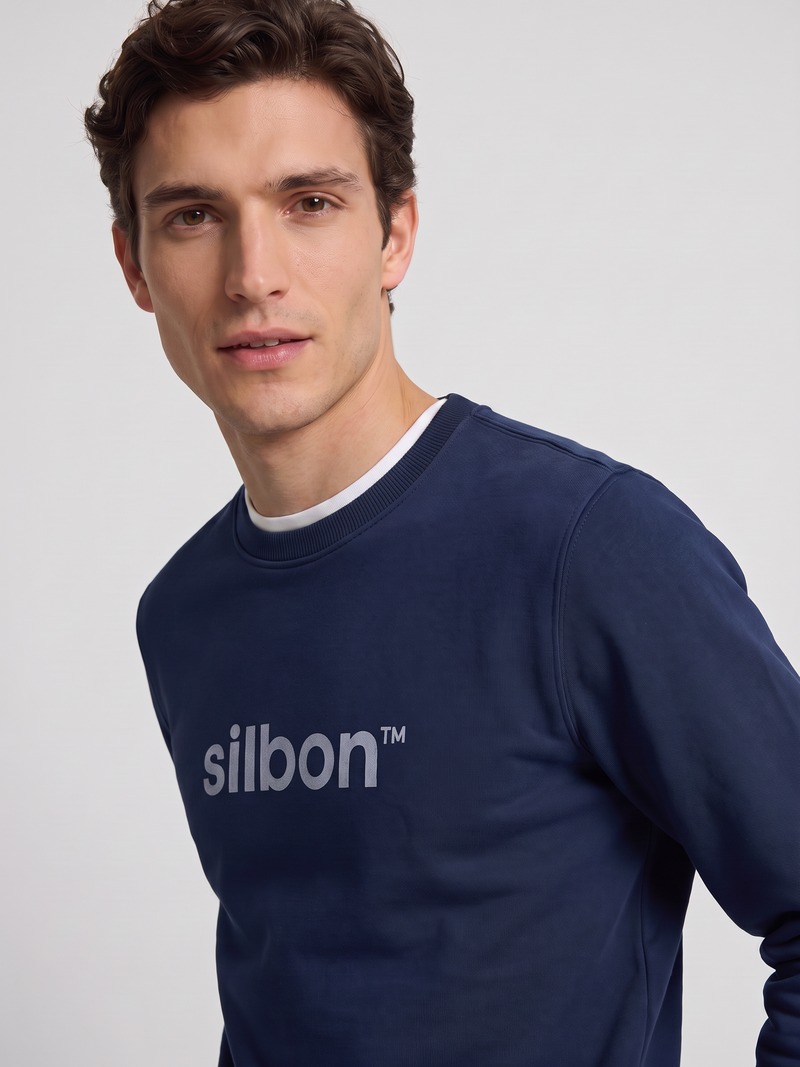 Silbon navy blue flock sweatshirt