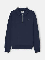 Sudadera media cremallera minilogo azul marino