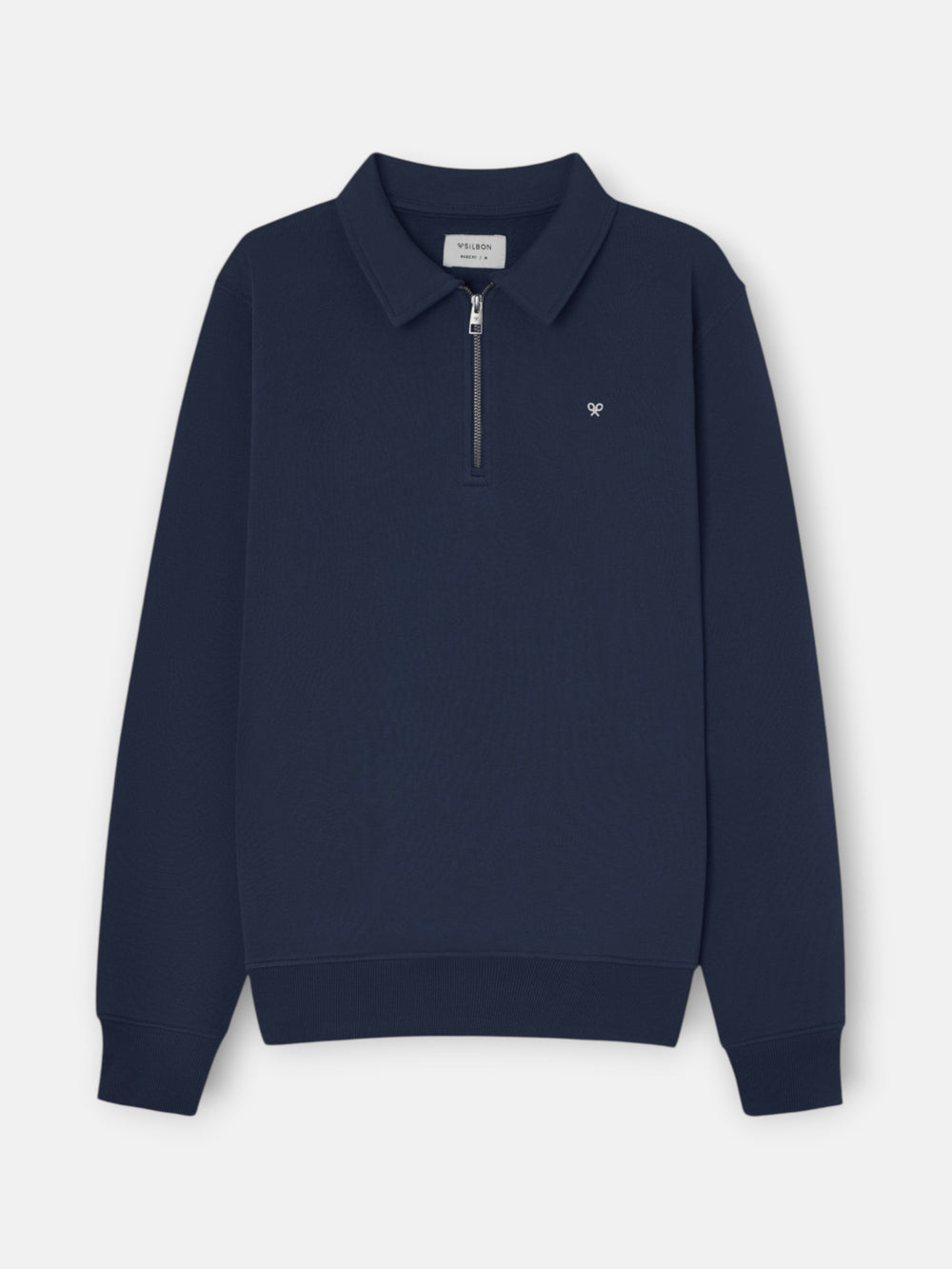 Sudadera media cremallera minilogo azul marino