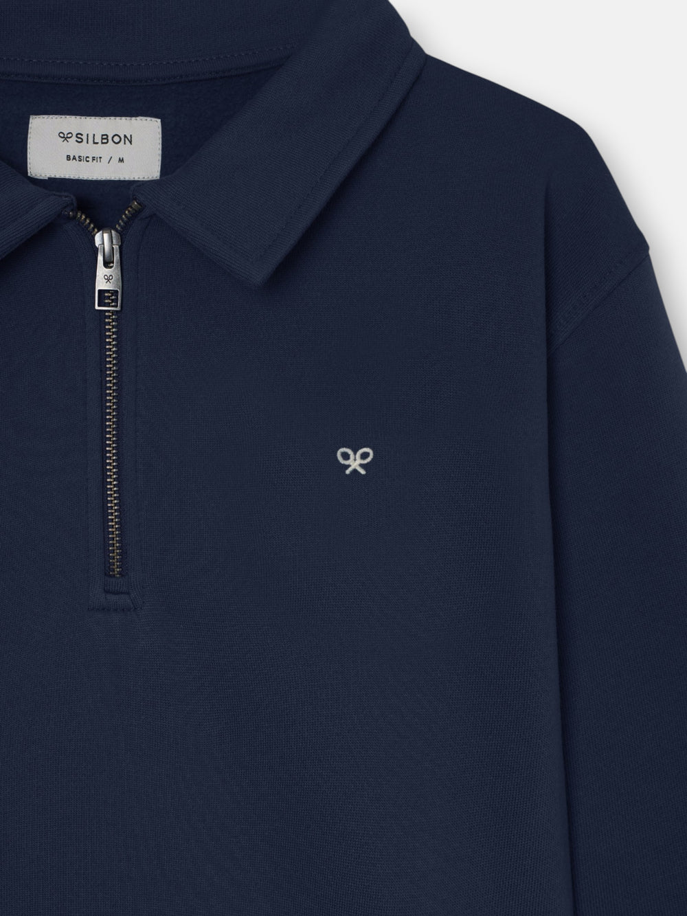 Sudadera media cremallera minilogo azul marino