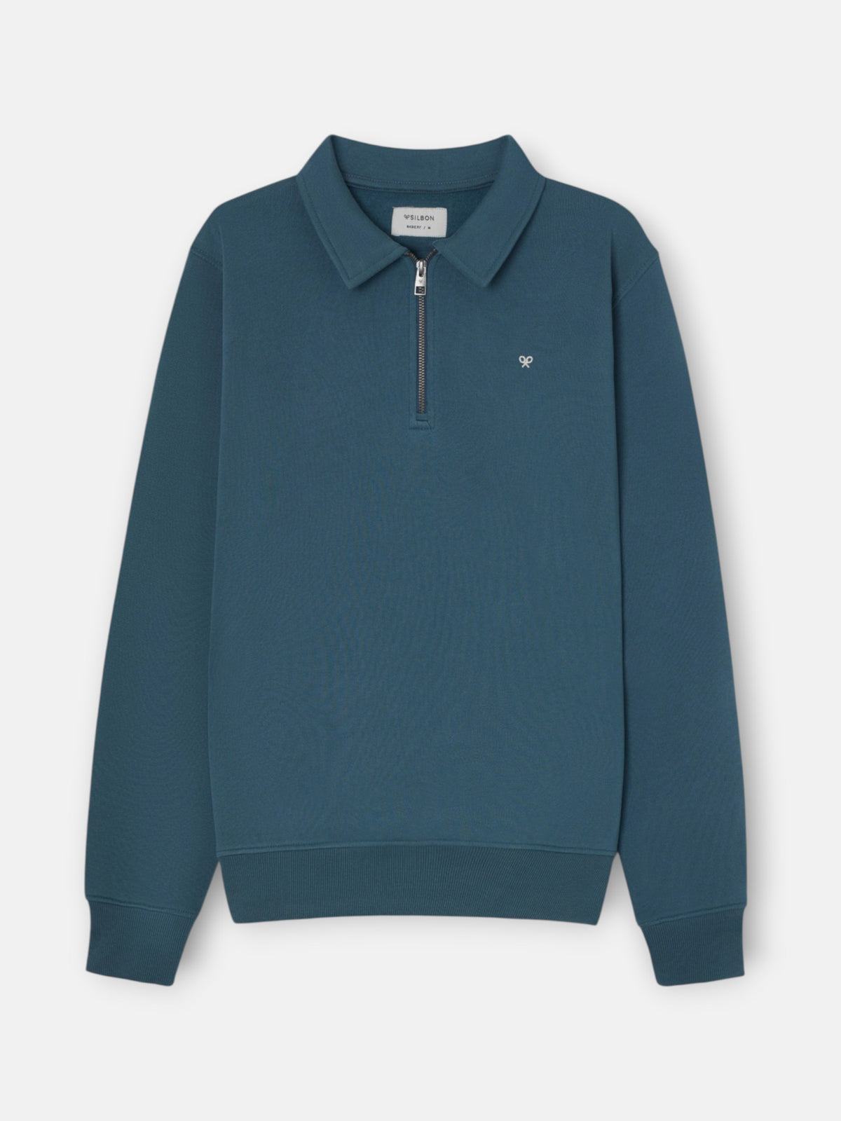 Sweat-shirt demi-zip mini-logo pétrole