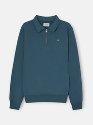 Sudadera media cremallera minilogo petroleo