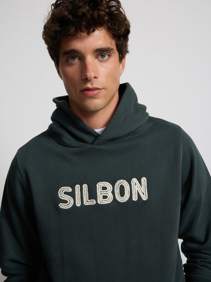 Sudadera capucha cuerda verde oscuro