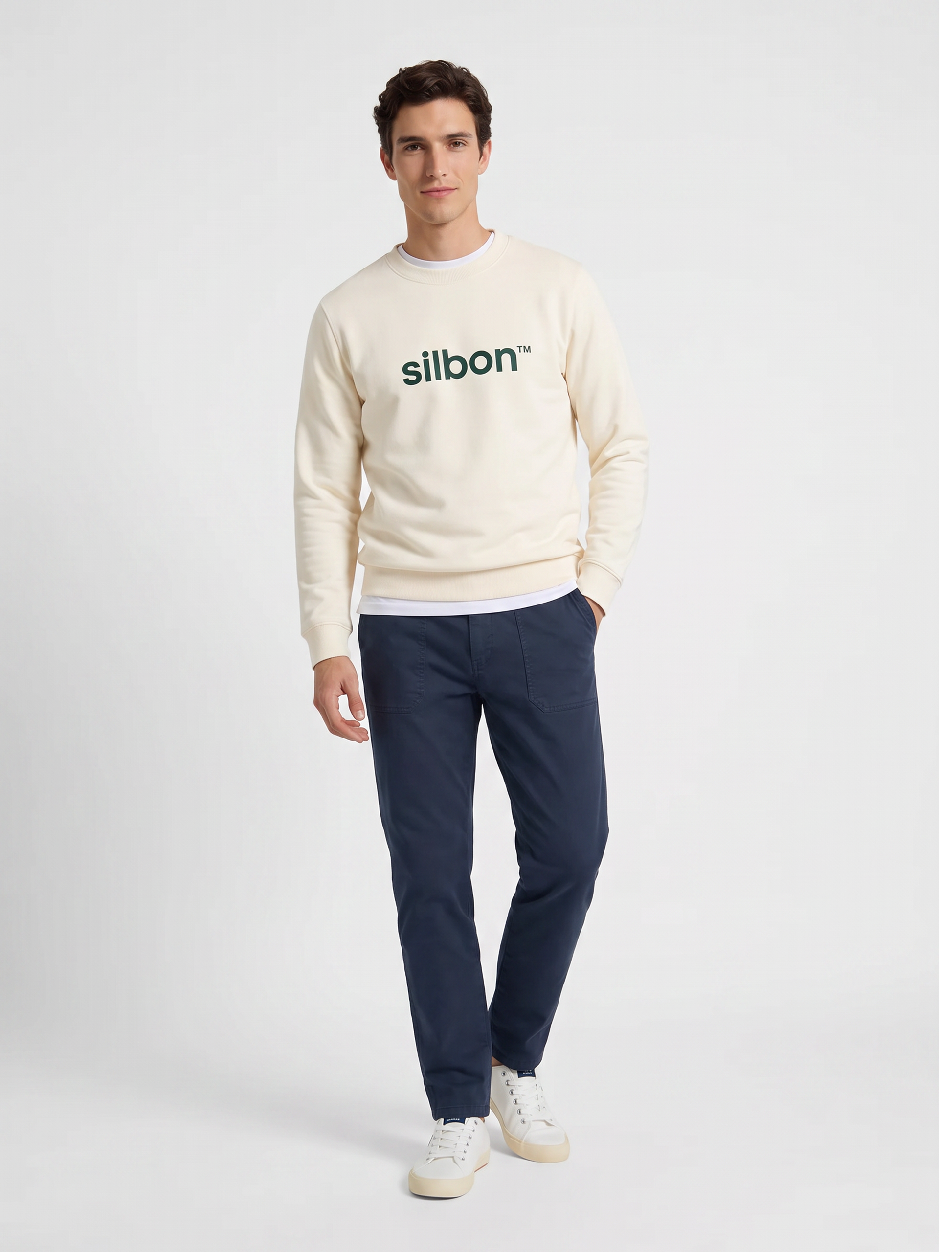 Sudadera Silbon flock crema