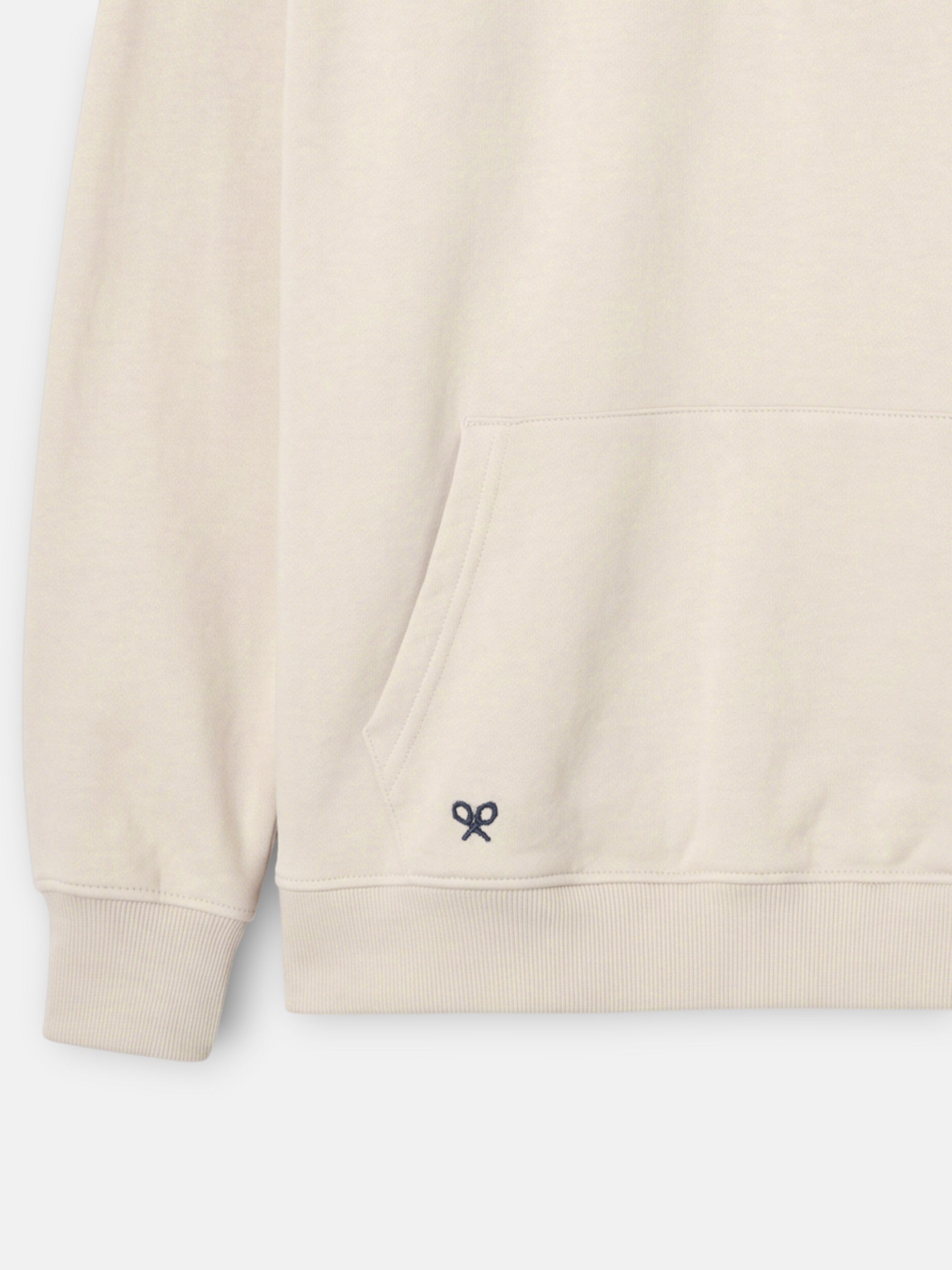 Sudadera relaxed fit media cremallera etiqueta crema