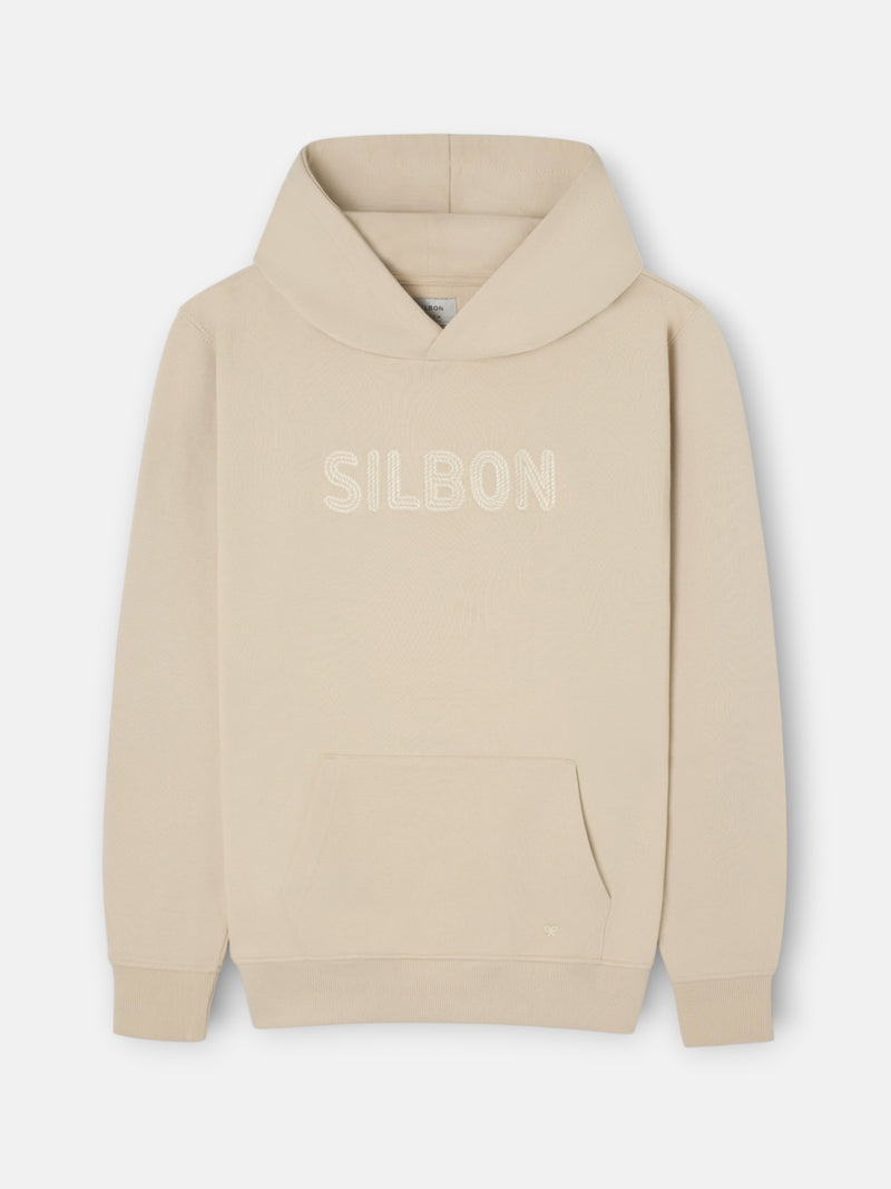 Sudadera capucha cuerda beige