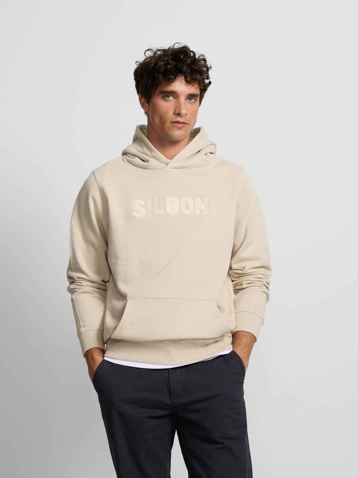 Sweat à capuche avec cordon beige
